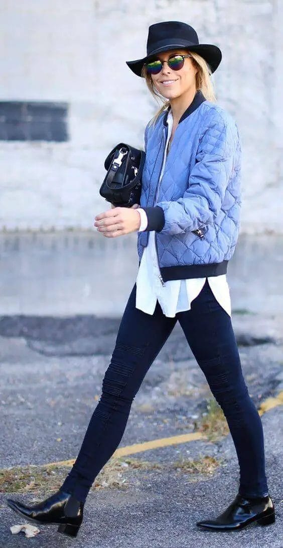 Our top picks for this style include numerous ideas starting with a blue quilted bomber cardigan or otherwise any kind of bomber coat and building on it with different pieces to create a fashionable look for many occasions. See more at snazzylair.com