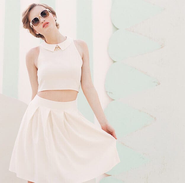 Chic pastel outfit featuring soft textures and light colors, perfect for spring. Complements the soft girl aesthetic with airy style inspiration.