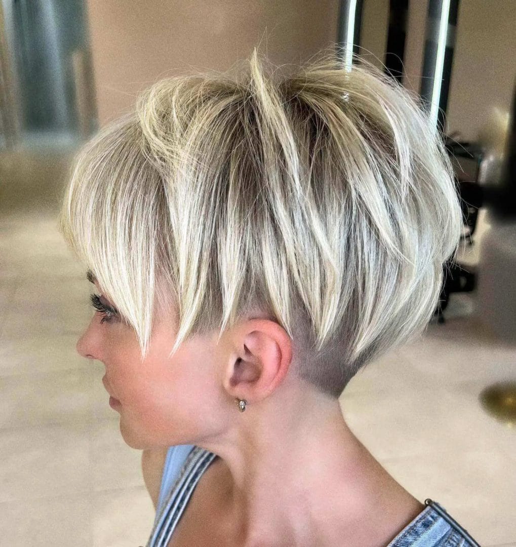Cool-toned platinum pixie with tapered undercut