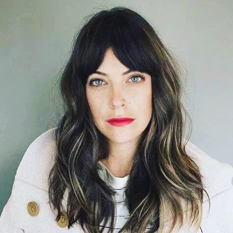 Ash and dark-toned waves with iconic Bardot fringe, capturing a contemporary spin on a classic style.