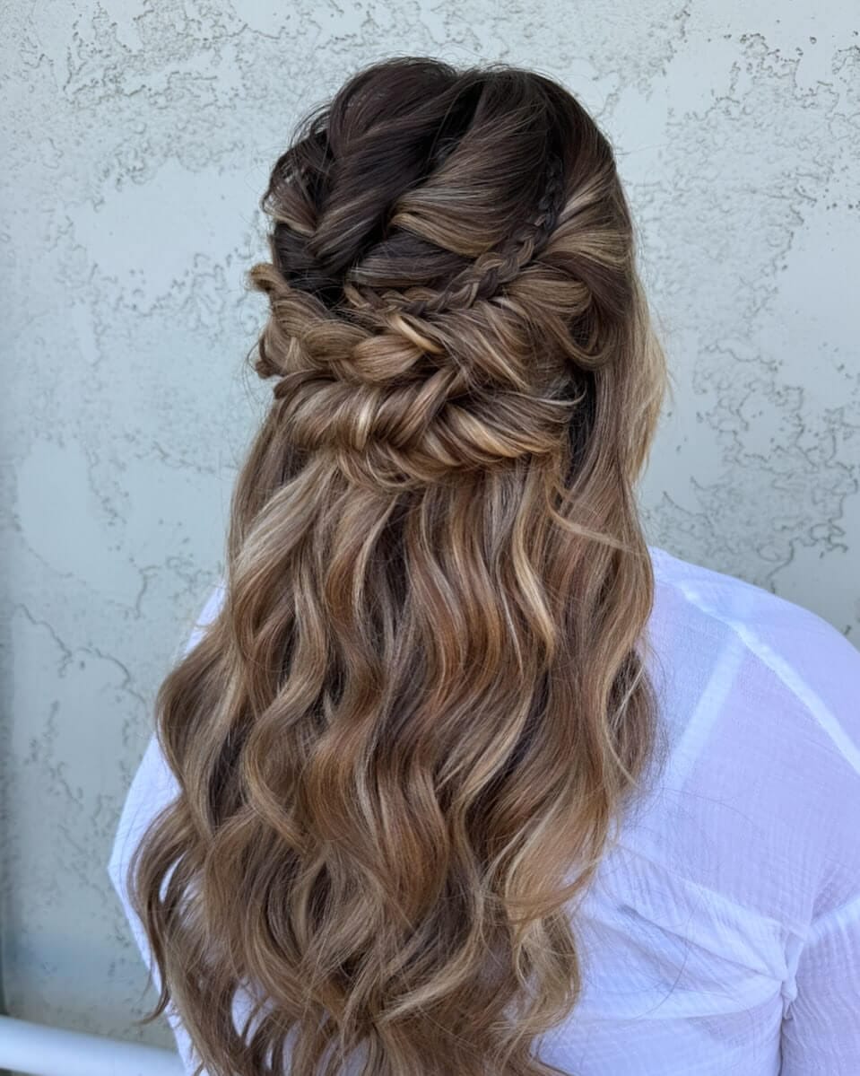Braids and twists with dark and light brown waves