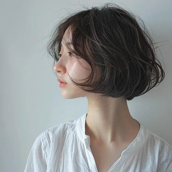Breezy chin-length bob with soft waves and side part