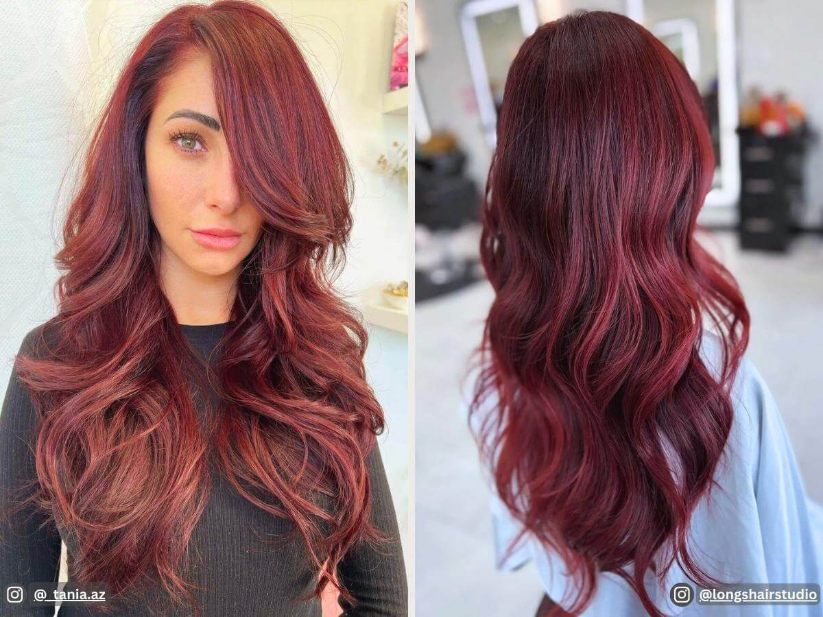 Brunette Hair with Red Balayage