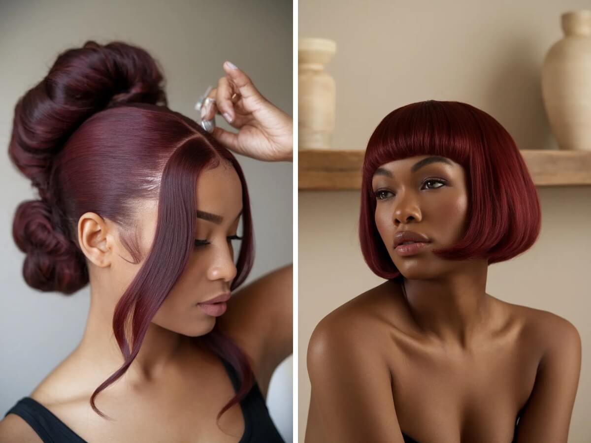 Burgundy Hair Black Women