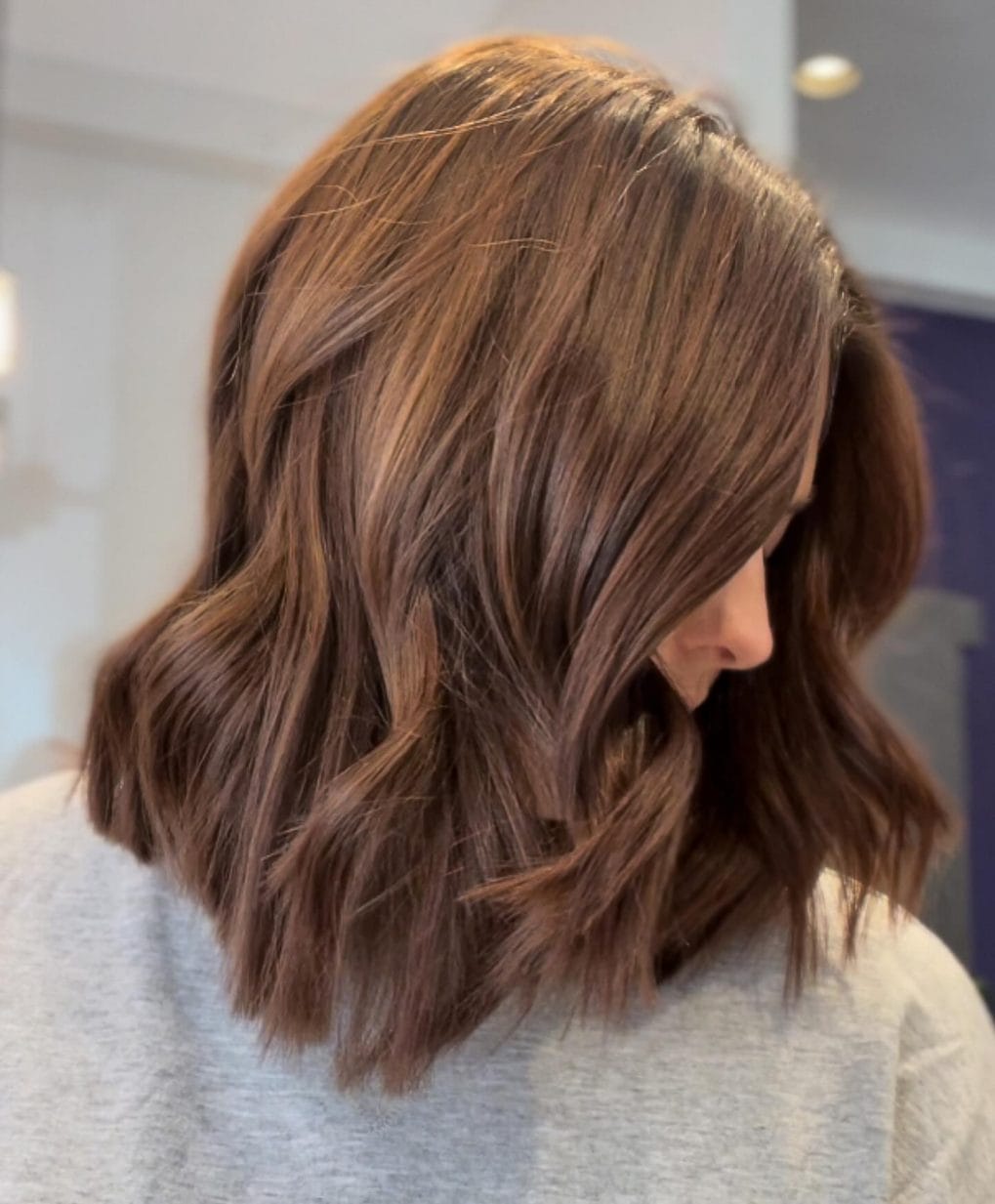 Medium-length chocolate brown with soft layers