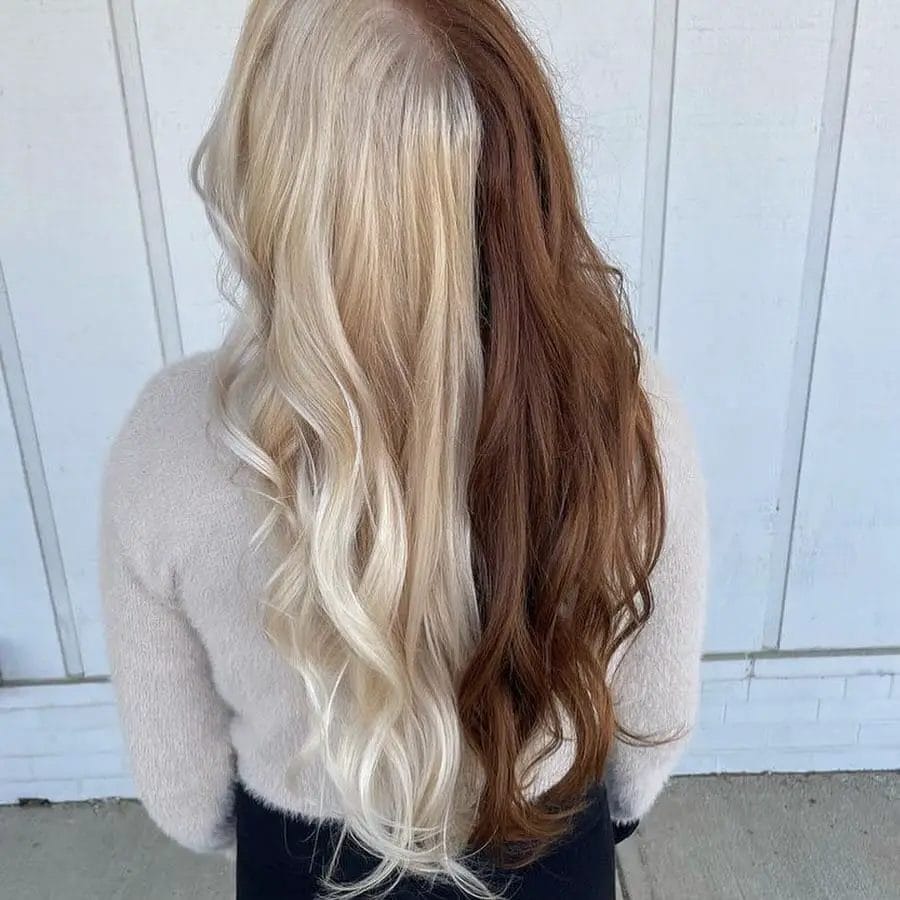 Rustic copper and glamorous blonde curls in stunning split