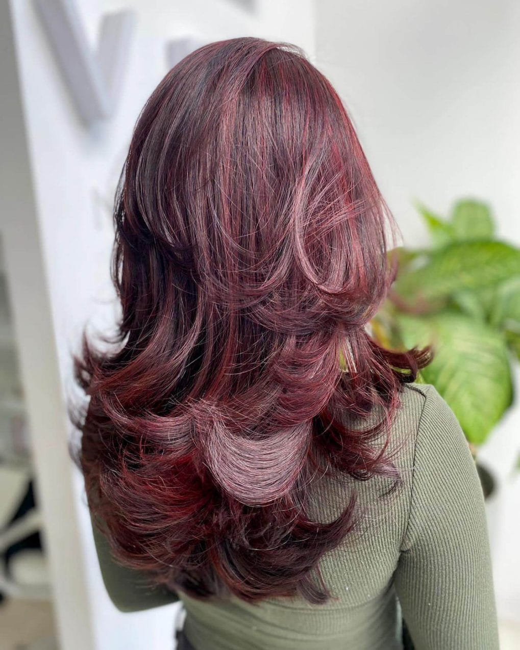 Rich crimson Butterfly Cut, blending depth and movement.