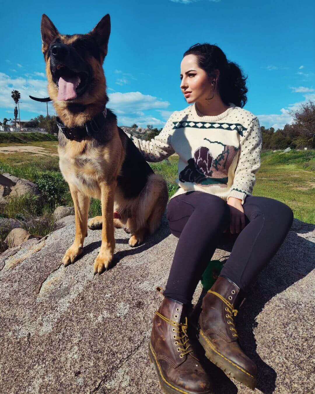 Medium-length ponytail with dark waves for comfortable hiking