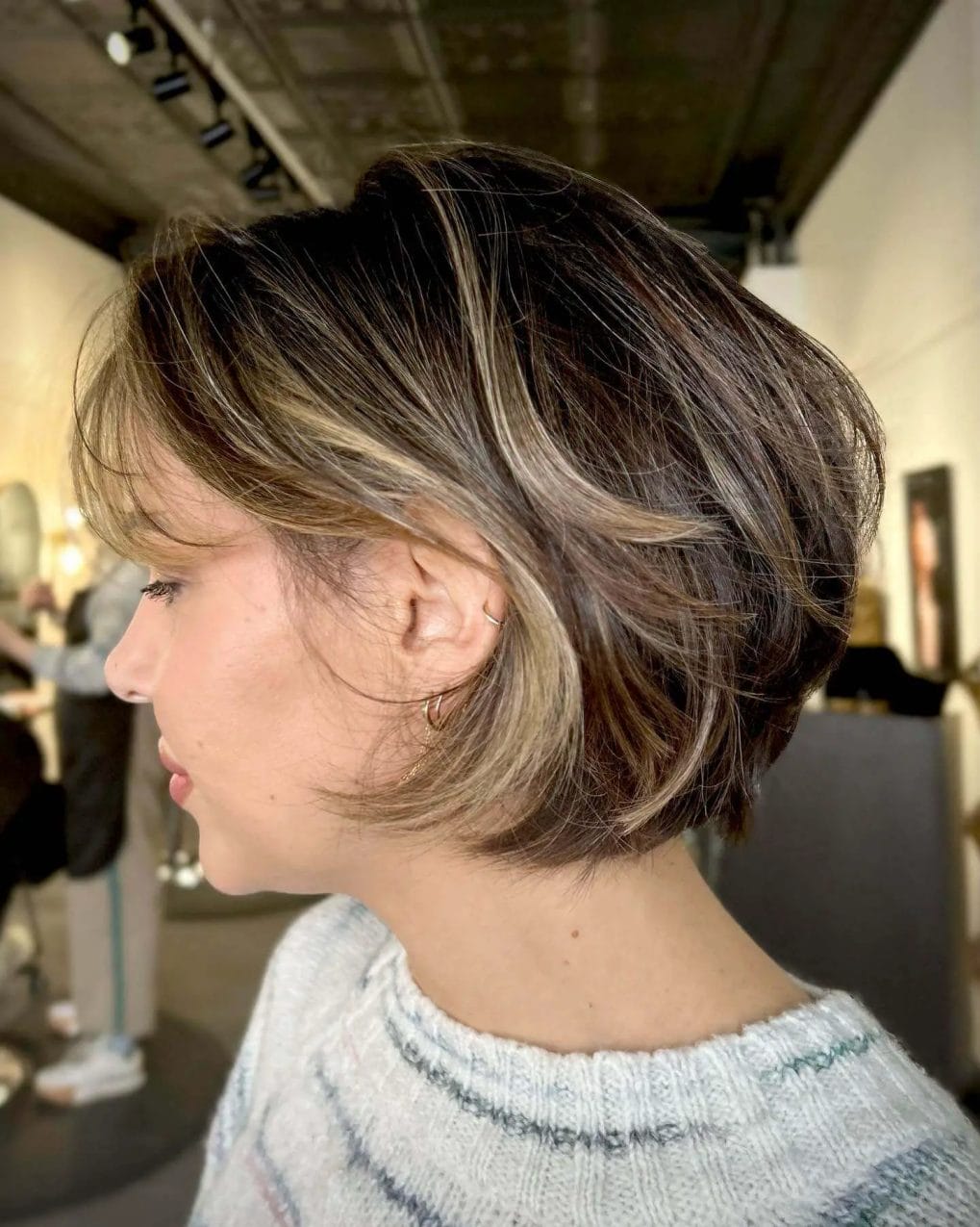 Dynamic, layered French bob with volume