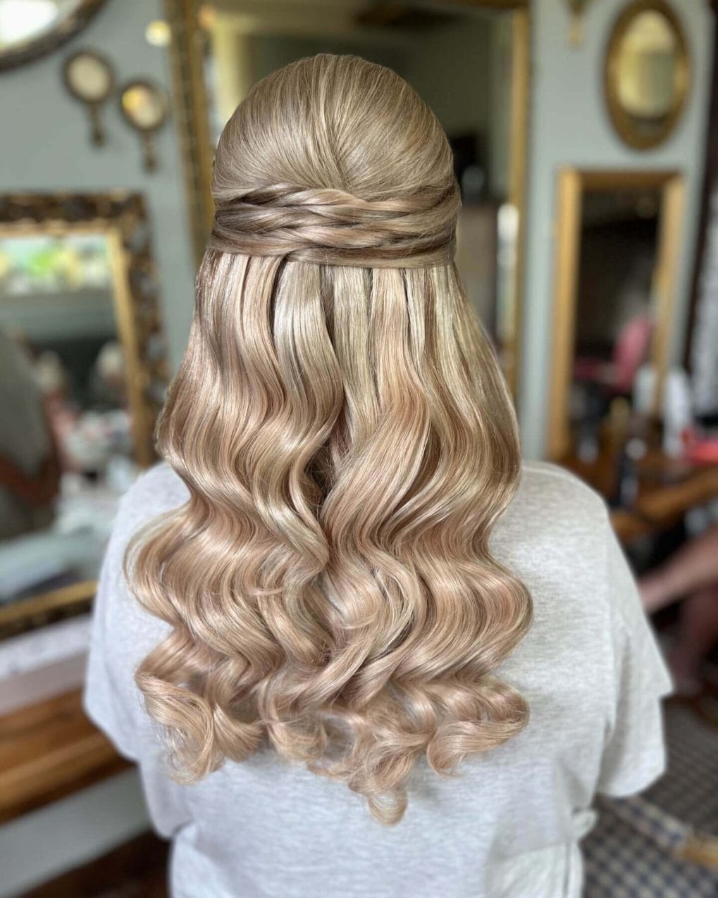 Light blonde twists with smooth flowing waves