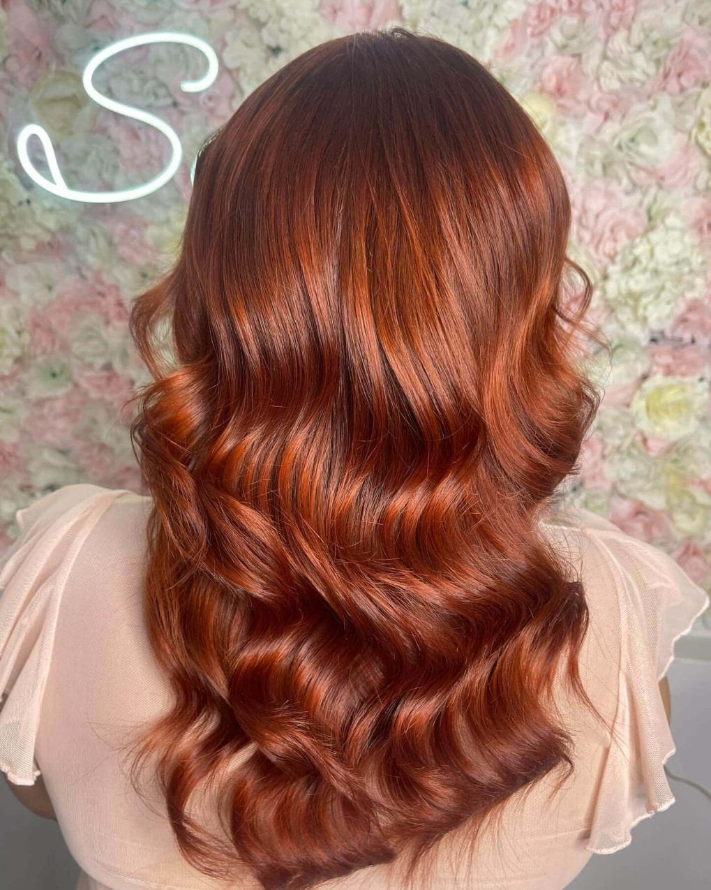 Long cascading waves in bright copper hue