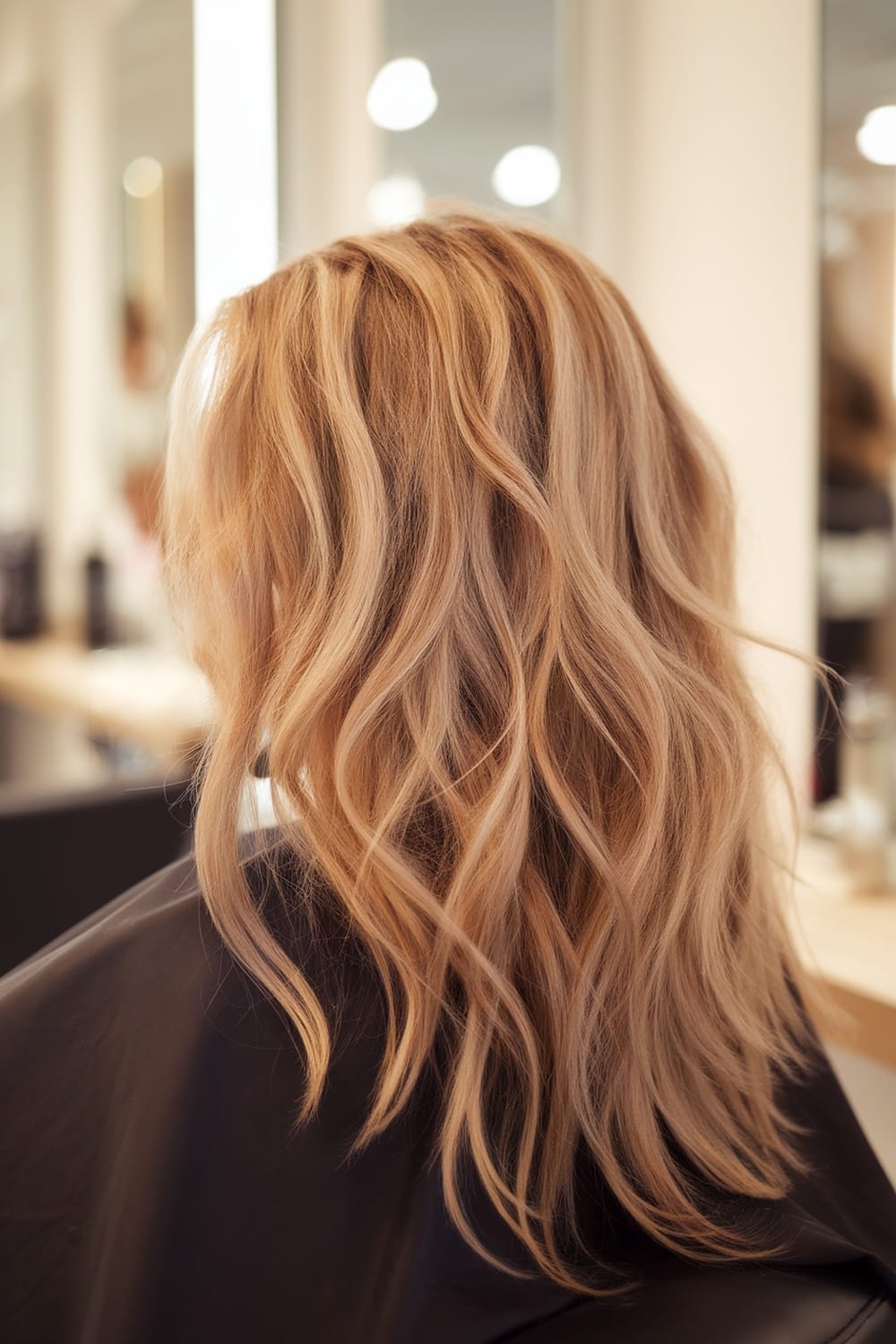 Long layered hair with natural curls, showcasing movement and texture.