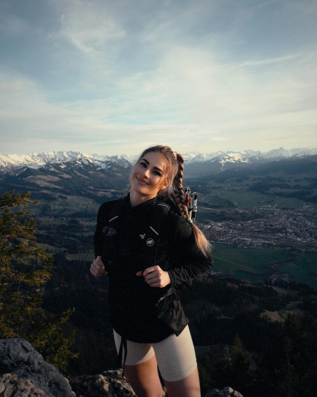 Playful braid in high ponytail for hiking hairstyle