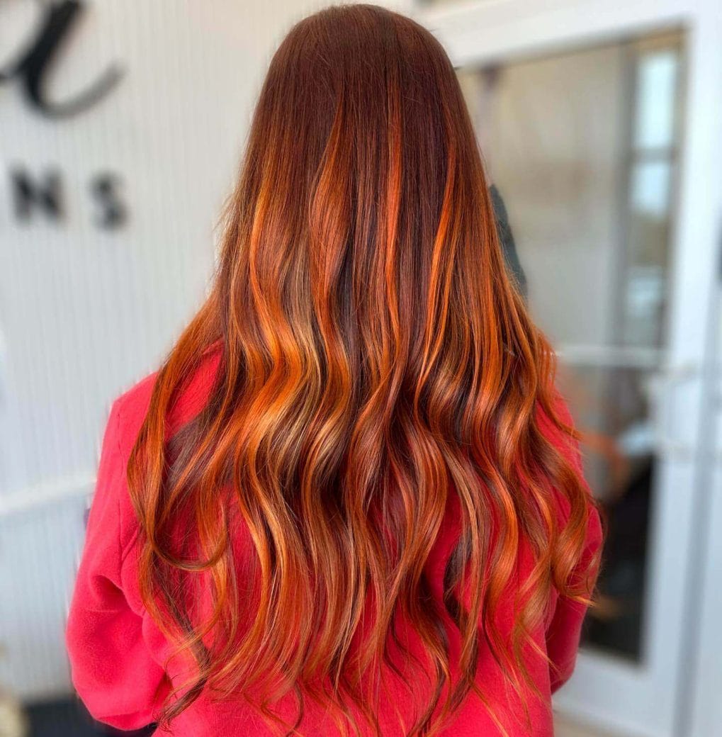 Sun-kissed copper waves with highlights