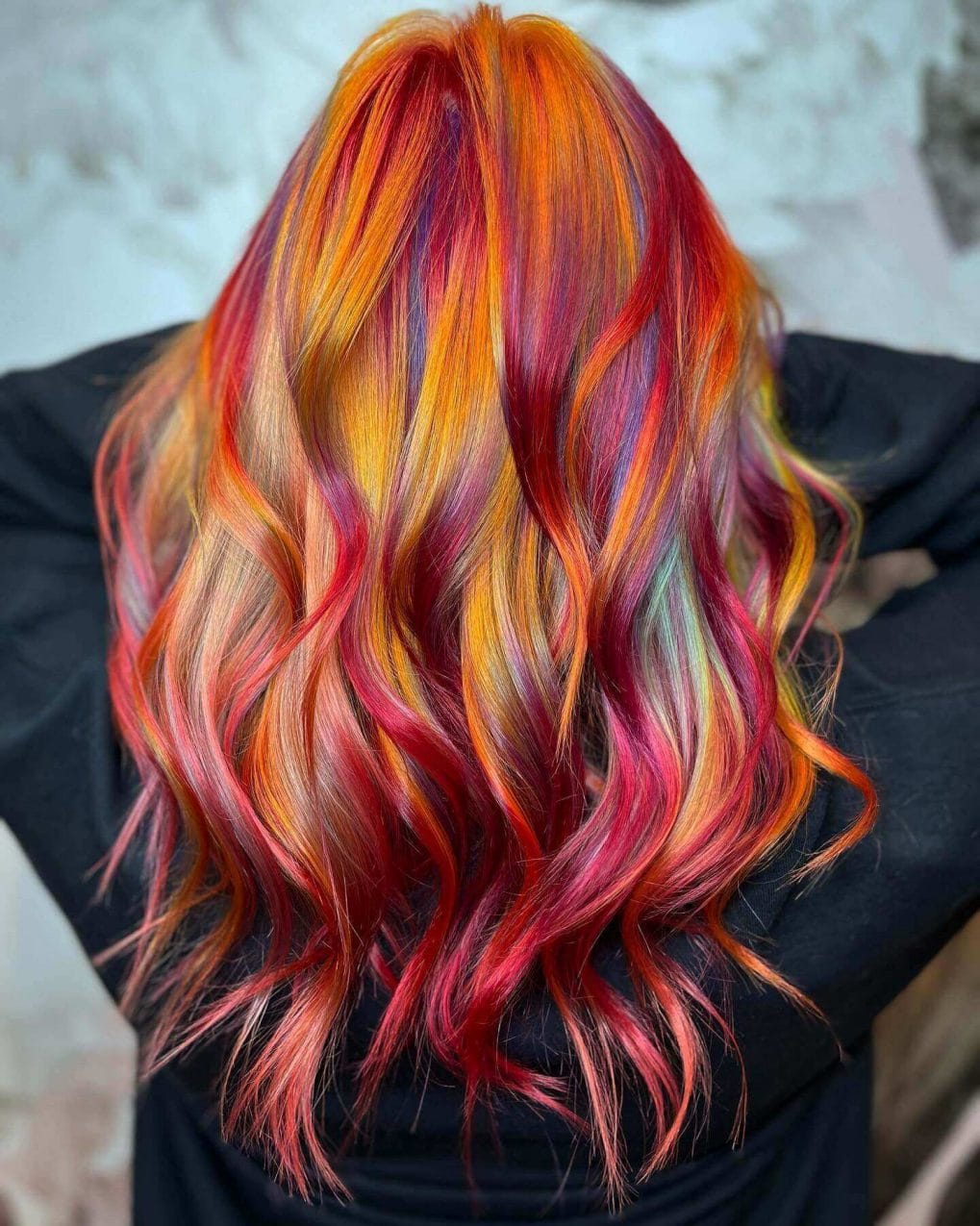 Sunset warmth in orange, red, and yellow long waves