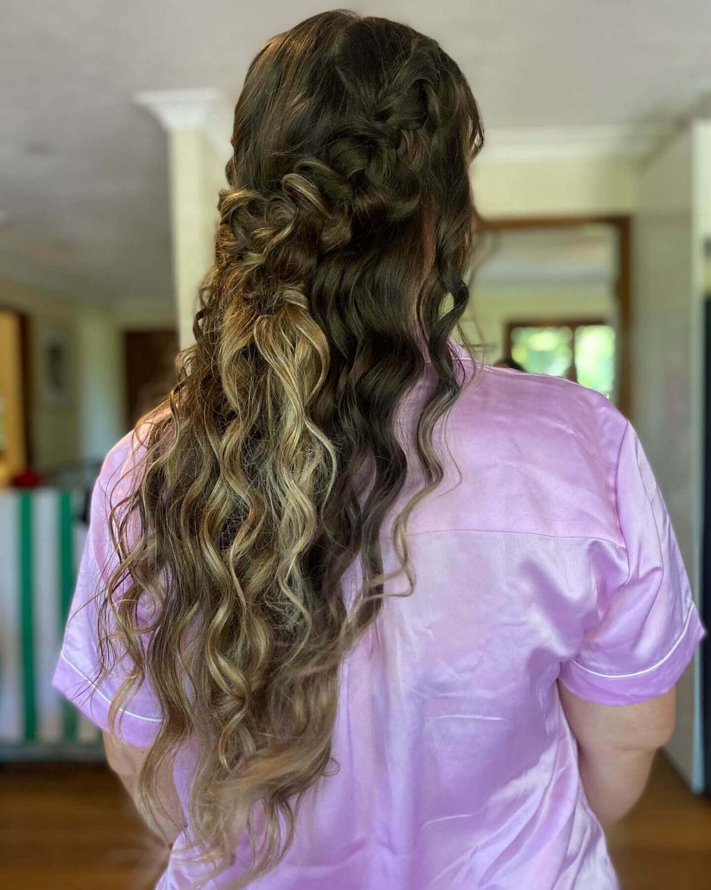 Textured braids with dark and light brown waves
