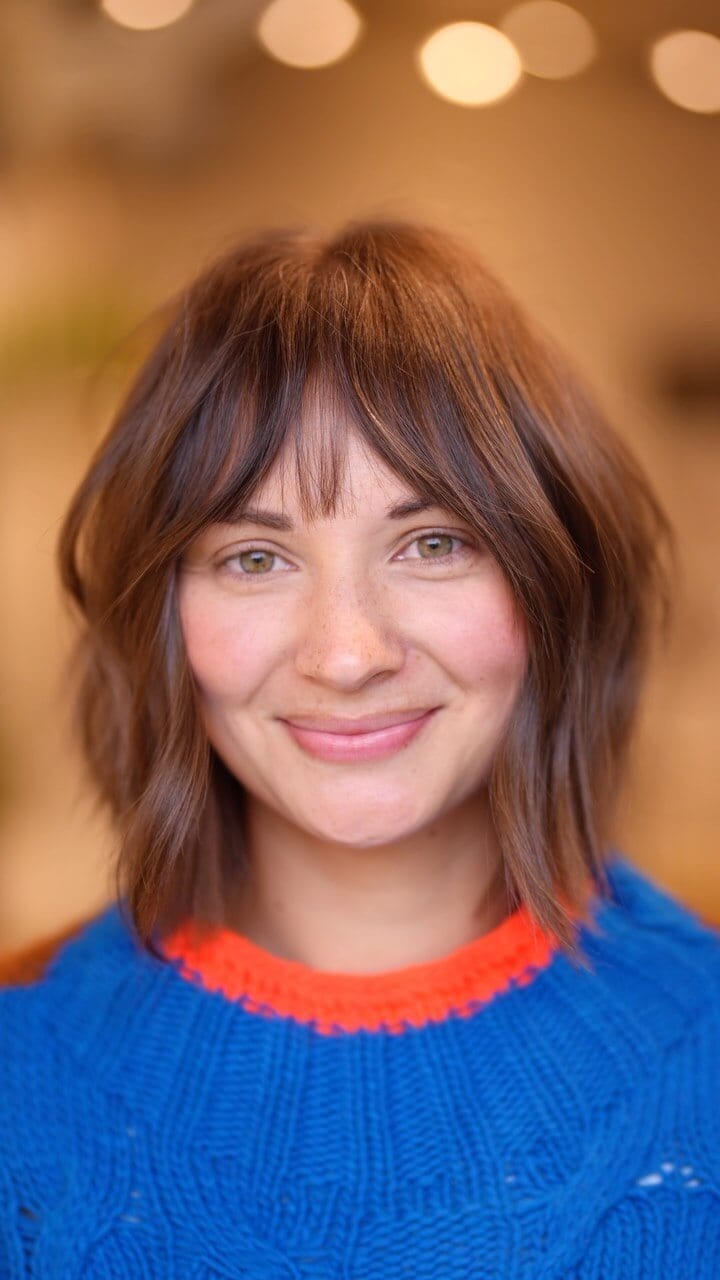 Chestnut bob with see-through bangs