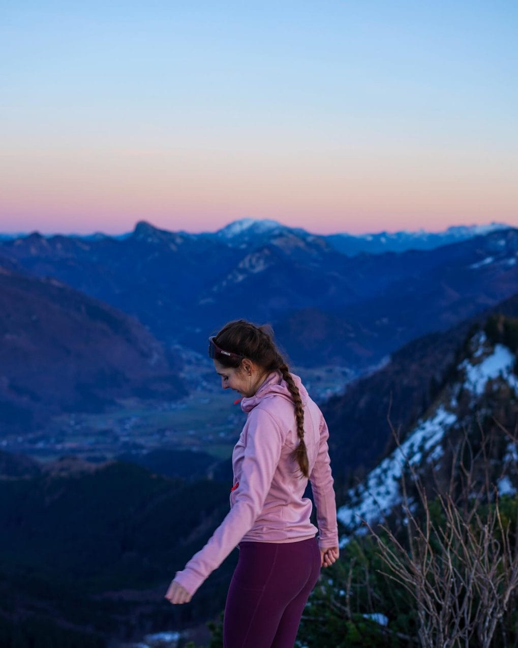 Long traditional braid enhancing natural texture for hiking