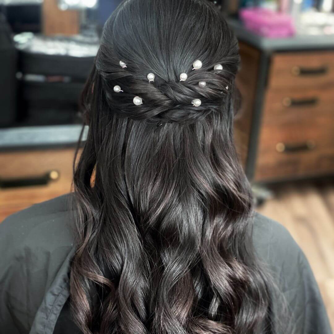 Twisted dark brown with pearl accents